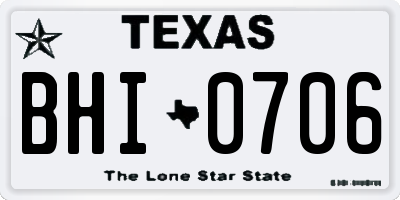 TX license plate BHI0706