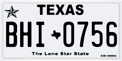 TX license plate BHI0756