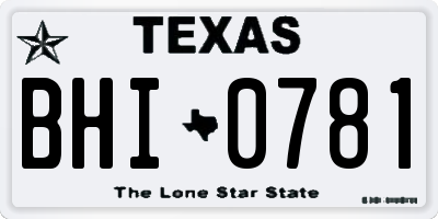 TX license plate BHI0781