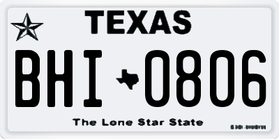 TX license plate BHI0806