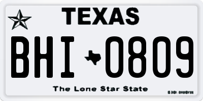 TX license plate BHI0809