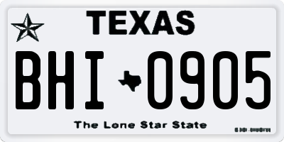 TX license plate BHI0905