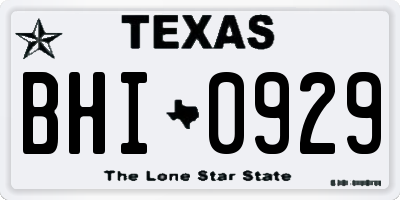 TX license plate BHI0929