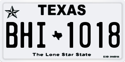 TX license plate BHI1018