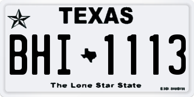 TX license plate BHI1113