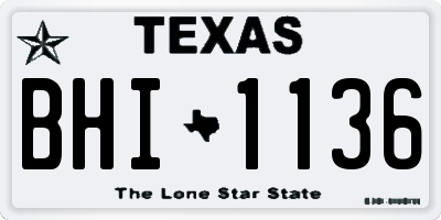 TX license plate BHI1136