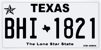 TX license plate BHI1821