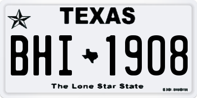TX license plate BHI1908