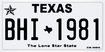 TX license plate BHI1981