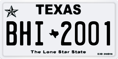 TX license plate BHI2001