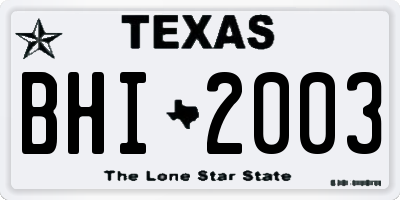 TX license plate BHI2003