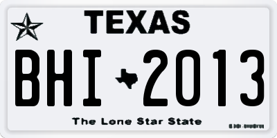 TX license plate BHI2013