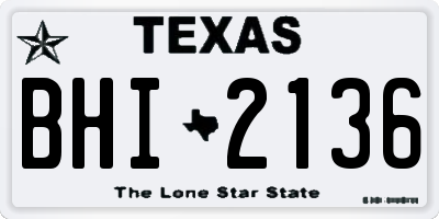 TX license plate BHI2136