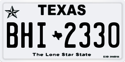TX license plate BHI2330
