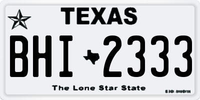 TX license plate BHI2333