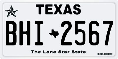 TX license plate BHI2567