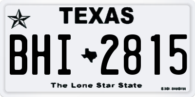 TX license plate BHI2815
