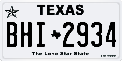 TX license plate BHI2934