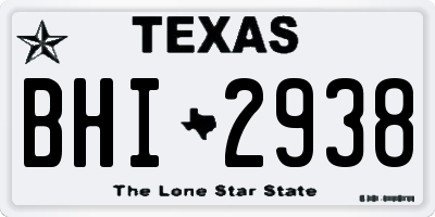 TX license plate BHI2938