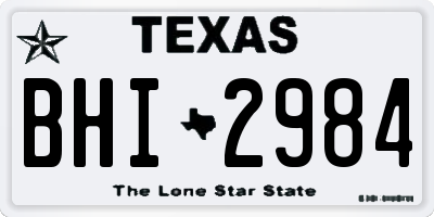 TX license plate BHI2984