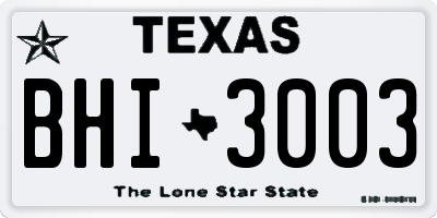 TX license plate BHI3003