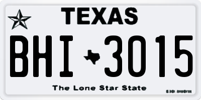 TX license plate BHI3015