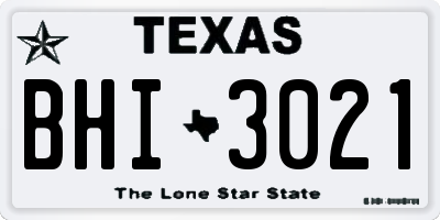 TX license plate BHI3021