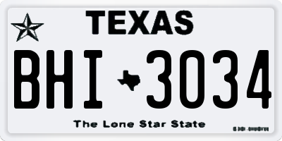 TX license plate BHI3034