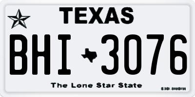 TX license plate BHI3076
