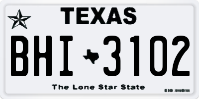TX license plate BHI3102
