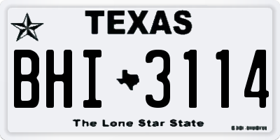 TX license plate BHI3114