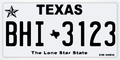 TX license plate BHI3123