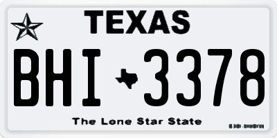 TX license plate BHI3378