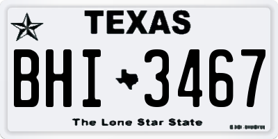 TX license plate BHI3467