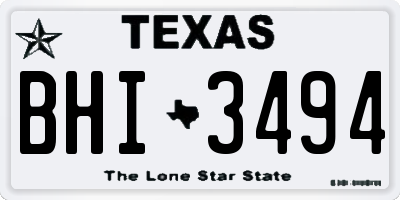 TX license plate BHI3494
