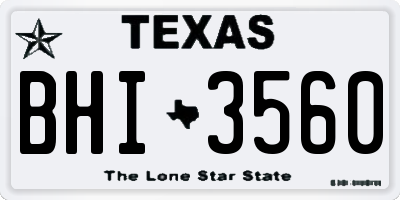 TX license plate BHI3560
