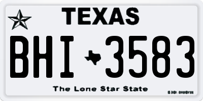 TX license plate BHI3583
