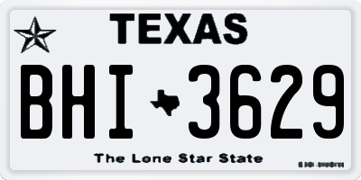 TX license plate BHI3629