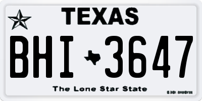TX license plate BHI3647