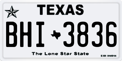 TX license plate BHI3836