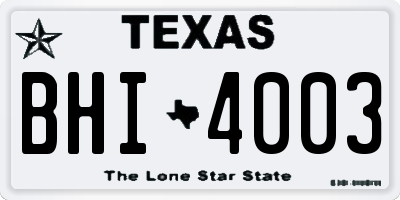 TX license plate BHI4003