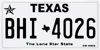 TX license plate BHI4026