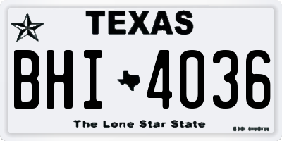 TX license plate BHI4036