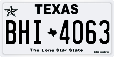 TX license plate BHI4063