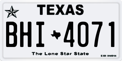 TX license plate BHI4071