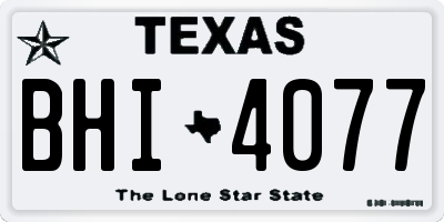 TX license plate BHI4077