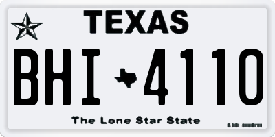 TX license plate BHI4110