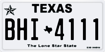TX license plate BHI4111