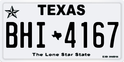 TX license plate BHI4167