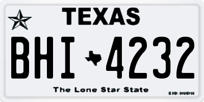 TX license plate BHI4232